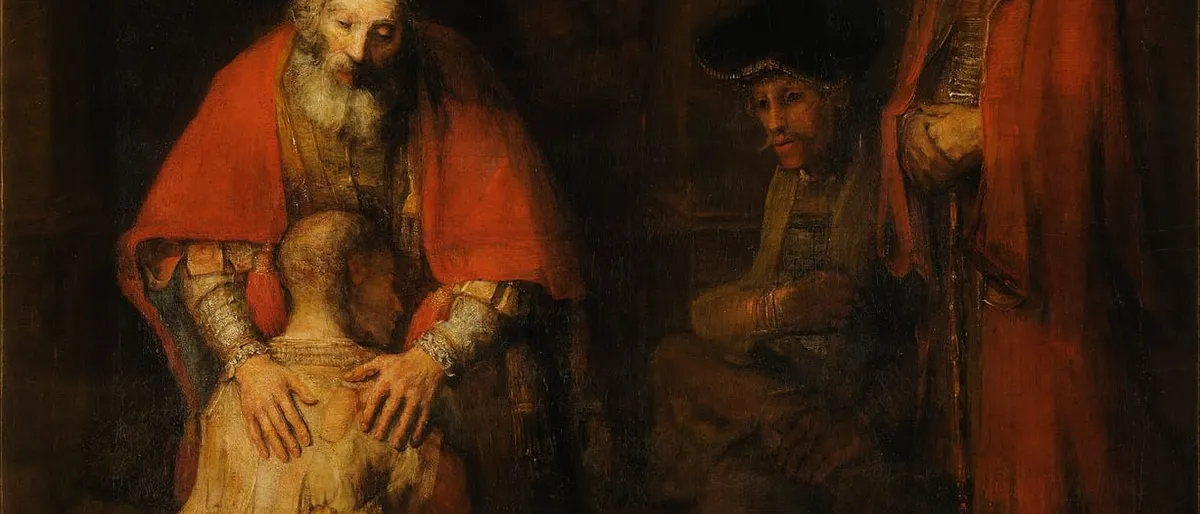 Rembrandt painting of the father welcoming the prodigal son