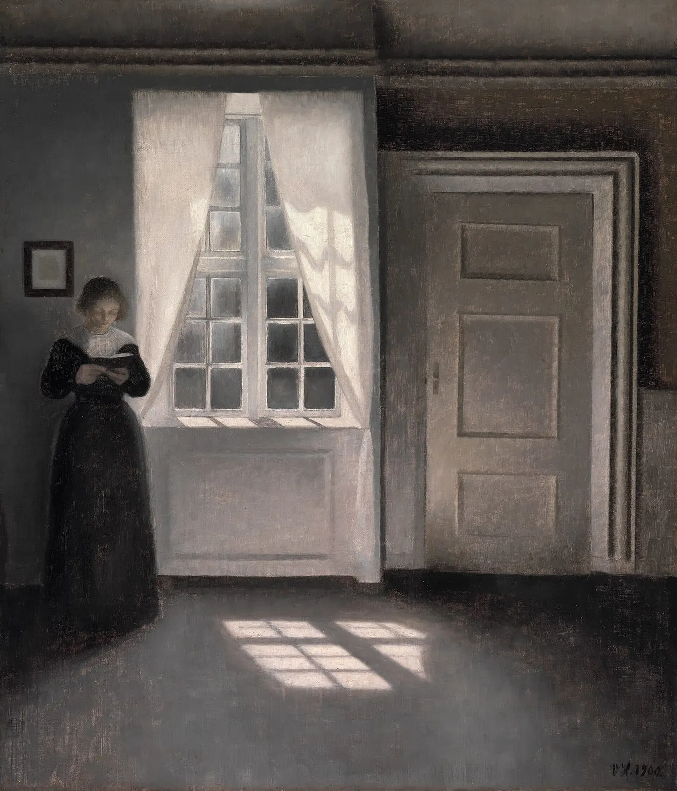 Hammershøi painting of a quiet room interior