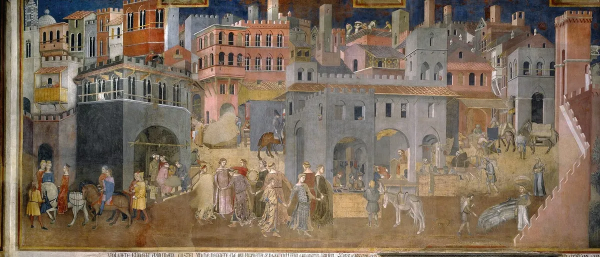 Lorenzetti fresco showing the effects of good government in a city